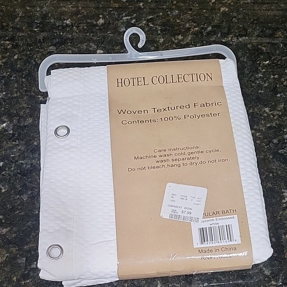 NWT Hotel Collection White Shower Curtain